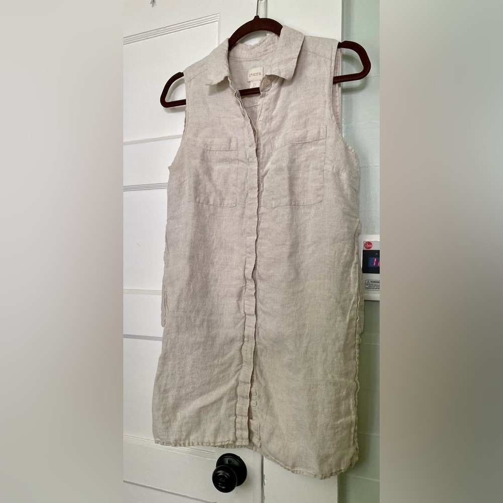 Chico's Natural Linen Button-Up Top